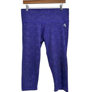 Adidas Climalite Women L Purple Capri Leggings Athleisure Workout Activewear Gym
